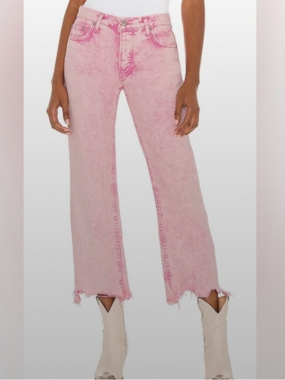 Free People /We the Free Maggie Jean Pink Acid Wash - Picture 2 of 6